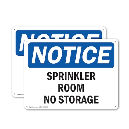 Signmission Sprinkler Room No Storage, 14 in W x Rectangle, Aluminum OS-2PACK-NS-A-1014-L-18407